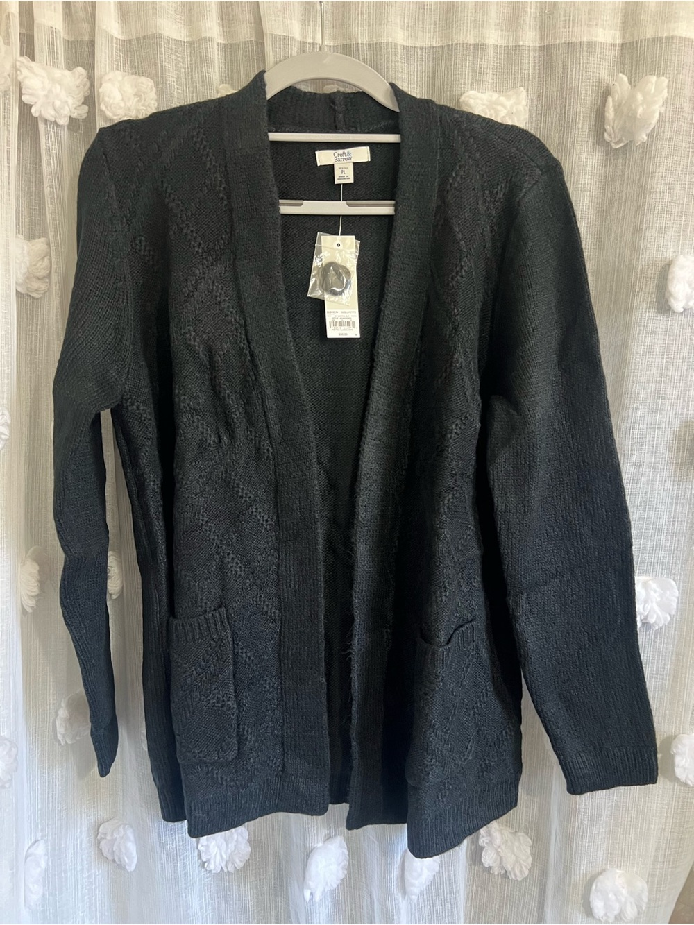 Croft & Barrow Cozy Open-Front Knit Cardigan Sweater - Black